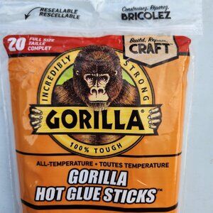 NEW Gorilla Hot Glue Sticks Clear Full Size 8" Long 20 Count Arts and Crafts Cra